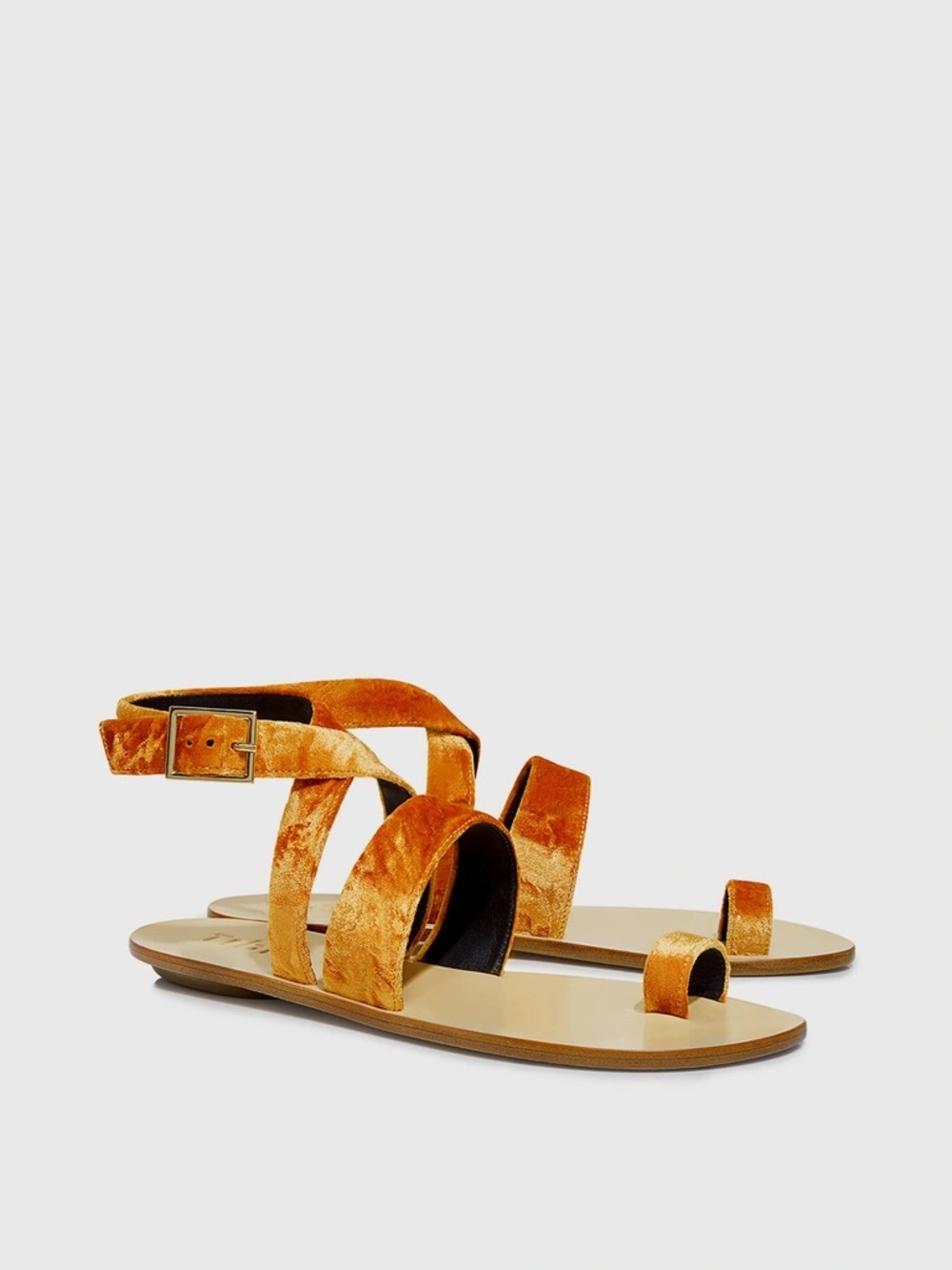 Tibi Women’s Tibi Hallie Gold Velvet Ankle Strap Sandals 9US